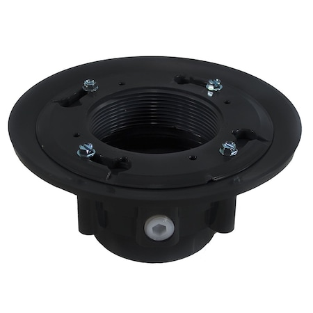 Jones Stephens 3in. x 4in. PVC Heavy Duty Drain Base with Clamping Ring and Primer Tap, for 3-1/2in. Spud D49804